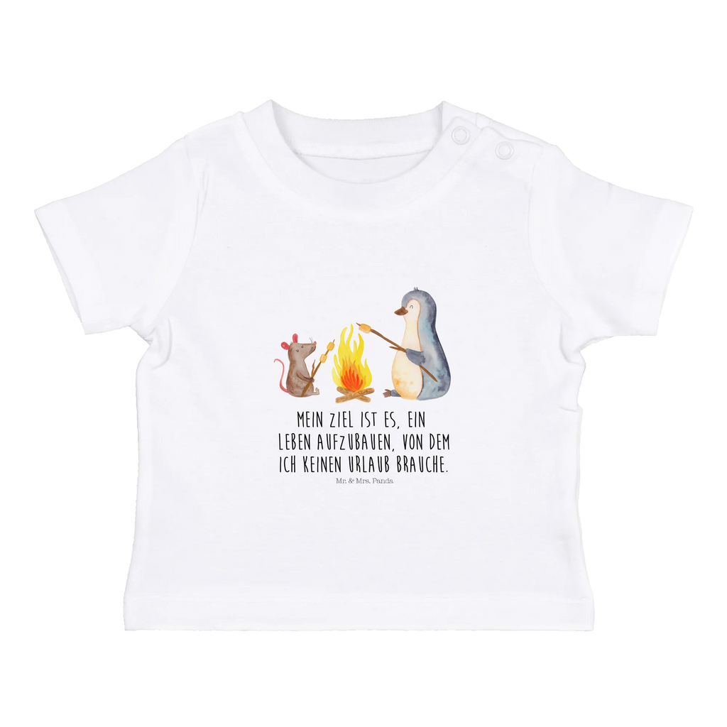 Organic Baby Shirt Pinguin Lagerfeuer Baby T-Shirt, Jungen Baby T-Shirt, Mädchen Baby T-Shirt, Shirt, Pinguin, Maus, Pinguine, Lagerfeuer, Leben, Arbeit, Job, Motivation, Büro, Büroalltag, Lebensspruch, Lebensmotivation, Neustart, Liebe, grillen, Feuer, Marshmallows