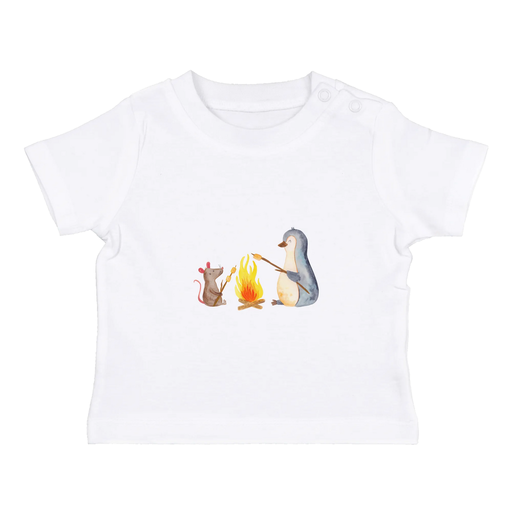 Organic Baby Shirt Pinguin Lagerfeuer Baby T-Shirt, Jungen Baby T-Shirt, Mädchen Baby T-Shirt, Shirt, Pinguin, Maus, Pinguine, Lagerfeuer, Leben, Arbeit, Job, Motivation, Büro, Büroalltag, Lebensspruch, Lebensmotivation, Neustart, Liebe, grillen, Feuer, Marshmallows