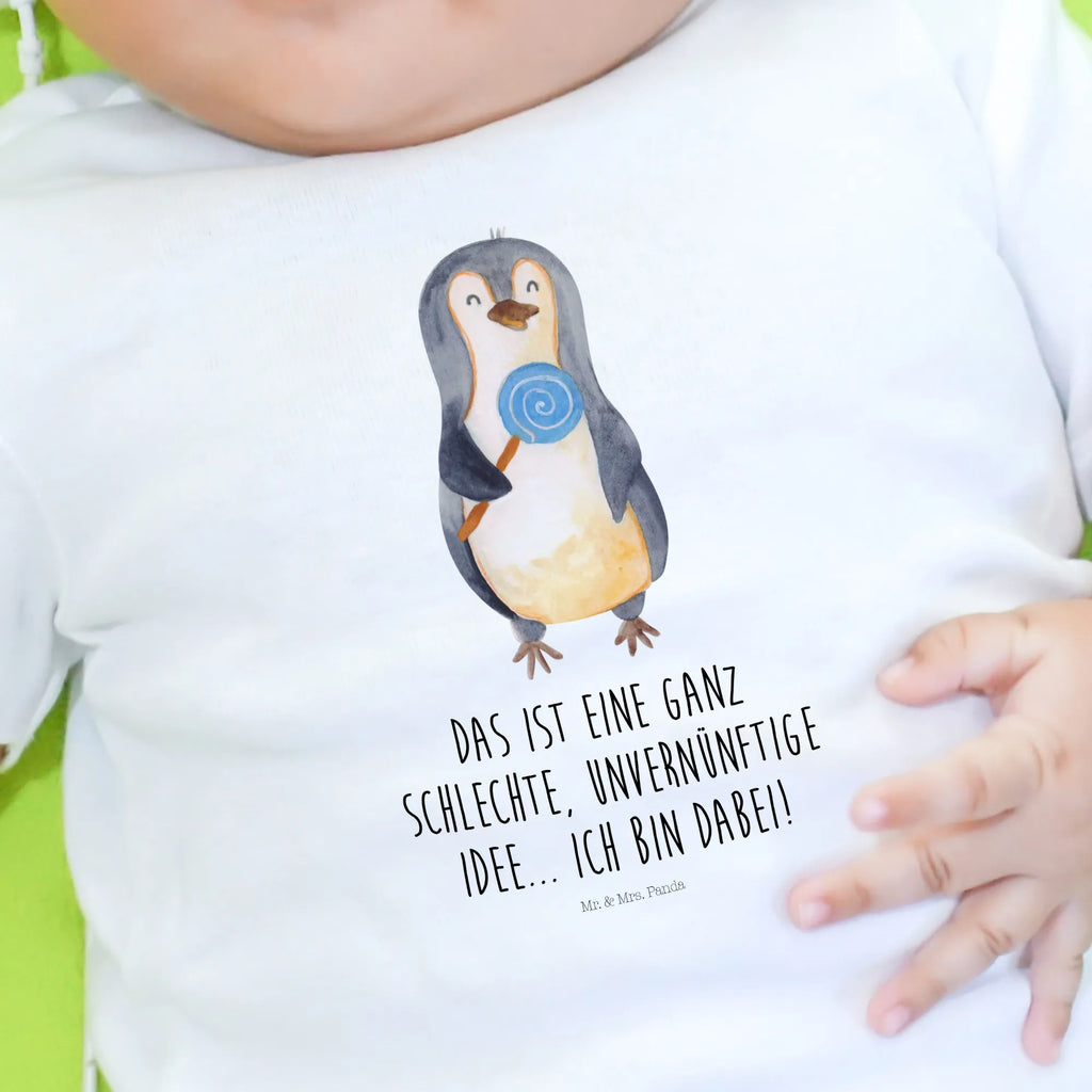 Organic Baby Shirt Pinguin Lolli Baby T-Shirt, Jungen Baby T-Shirt, Mädchen Baby T-Shirt, Shirt, Pinguin, Pinguine, Lolli, Süßigkeiten, Blödsinn, Spruch, Rebell, Gauner, Ganove, Rabauke