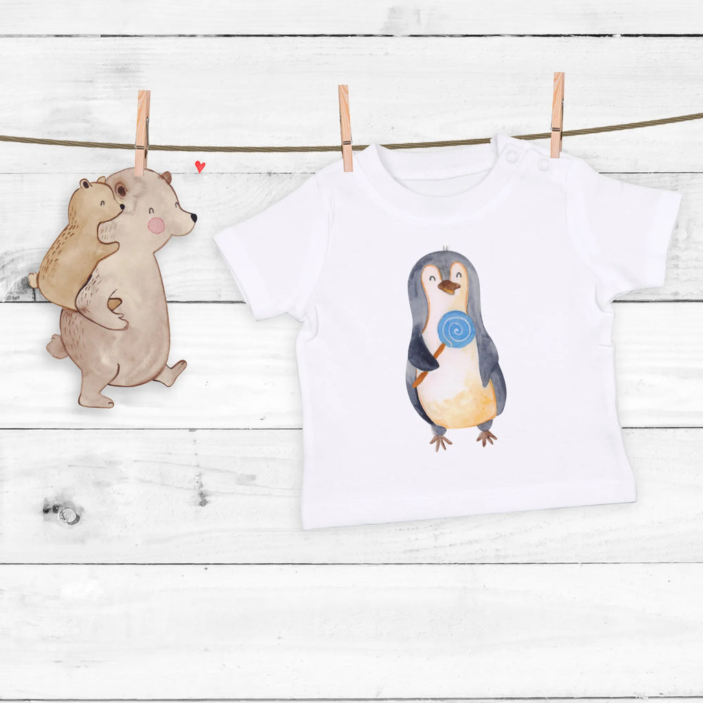 Organic Baby Shirt Pinguin Lolli Baby T-Shirt, Jungen Baby T-Shirt, Mädchen Baby T-Shirt, Shirt, Pinguin, Pinguine, Lolli, Süßigkeiten, Blödsinn, Spruch, Rebell, Gauner, Ganove, Rabauke