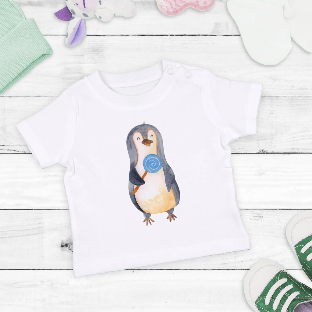 Organic Baby Shirt Pinguin Lolli Baby T-Shirt, Jungen Baby T-Shirt, Mädchen Baby T-Shirt, Shirt, Pinguin, Pinguine, Lolli, Süßigkeiten, Blödsinn, Spruch, Rebell, Gauner, Ganove, Rabauke