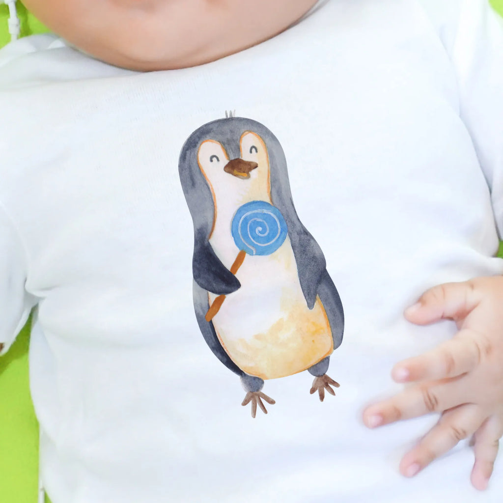 Organic Baby Shirt Pinguin Lolli Baby T-Shirt, Jungen Baby T-Shirt, Mädchen Baby T-Shirt, Shirt, Pinguin, Pinguine, Lolli, Süßigkeiten, Blödsinn, Spruch, Rebell, Gauner, Ganove, Rabauke