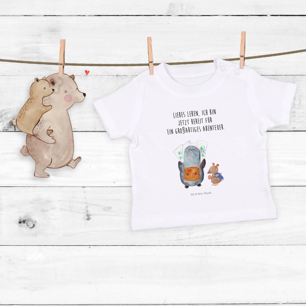 Organic Baby Shirt Pinguin & Maus Wanderer Baby T-Shirt, Jungen Baby T-Shirt, Mädchen Baby T-Shirt, Shirt, Pinguin, Pinguine, Abenteurer, Abenteuer, Roadtrip, Ausflug, Wanderlust, wandern