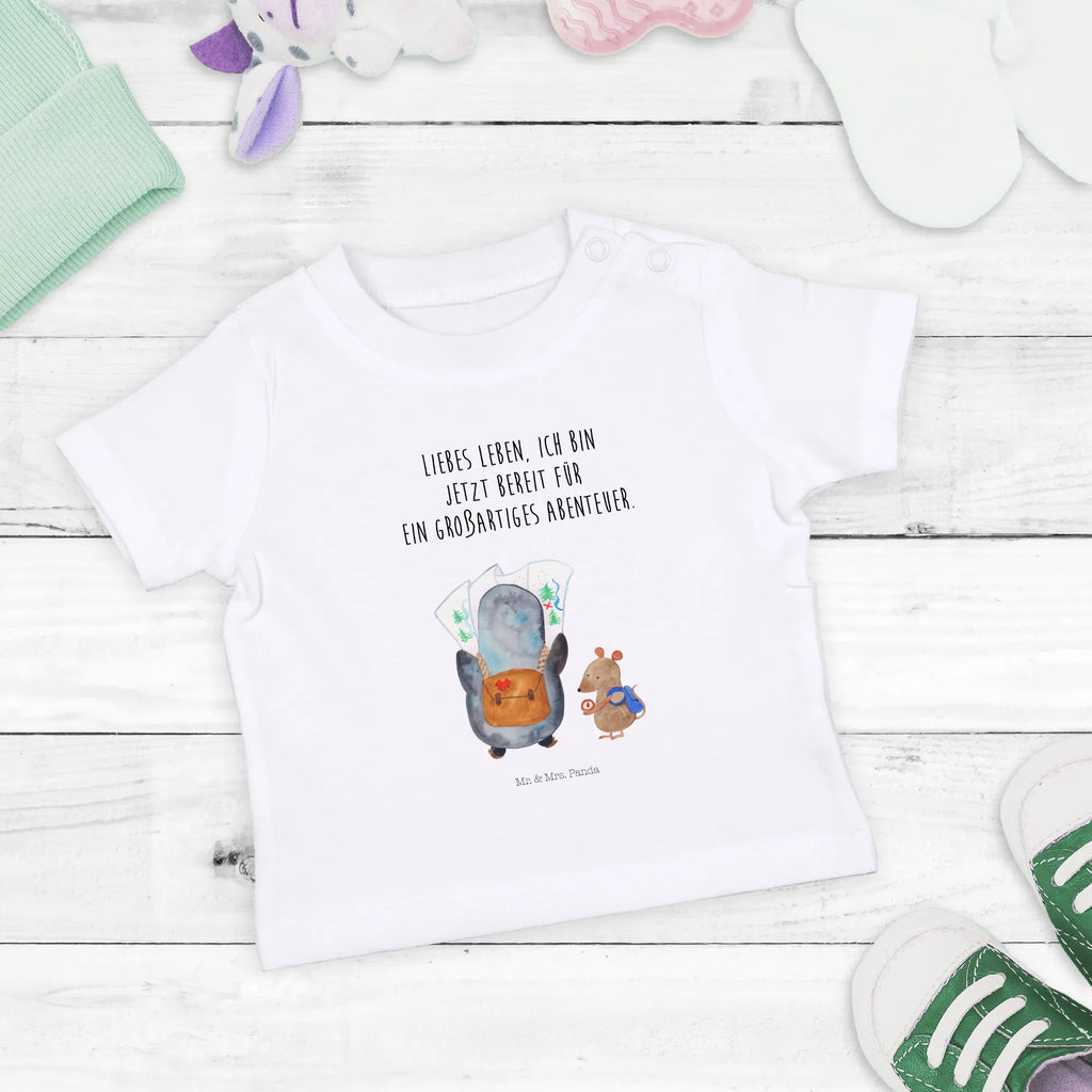 Organic Baby Shirt Pinguin & Maus Wanderer Baby T-Shirt, Jungen Baby T-Shirt, Mädchen Baby T-Shirt, Shirt, Pinguin, Pinguine, Abenteurer, Abenteuer, Roadtrip, Ausflug, Wanderlust, wandern