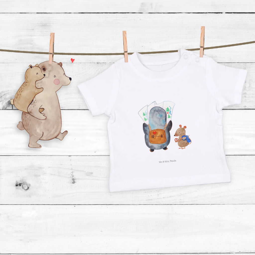 Organic Baby Shirt Pinguin & Maus Wanderer Baby T-Shirt, Jungen Baby T-Shirt, Mädchen Baby T-Shirt, Shirt, Pinguin, Pinguine, Abenteurer, Abenteuer, Roadtrip, Ausflug, Wanderlust, wandern