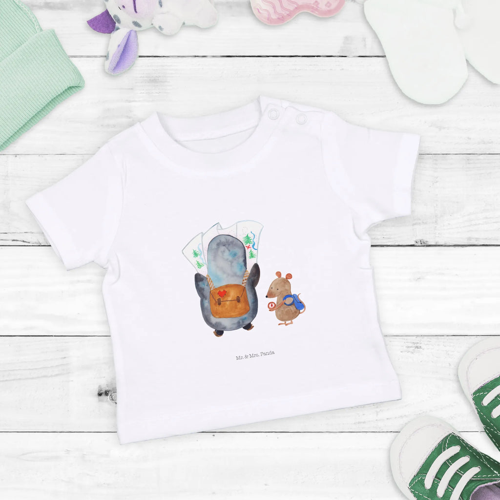 Organic Baby Shirt Pinguin & Maus Wanderer Baby T-Shirt, Jungen Baby T-Shirt, Mädchen Baby T-Shirt, Shirt, Pinguin, Pinguine, Abenteurer, Abenteuer, Roadtrip, Ausflug, Wanderlust, wandern