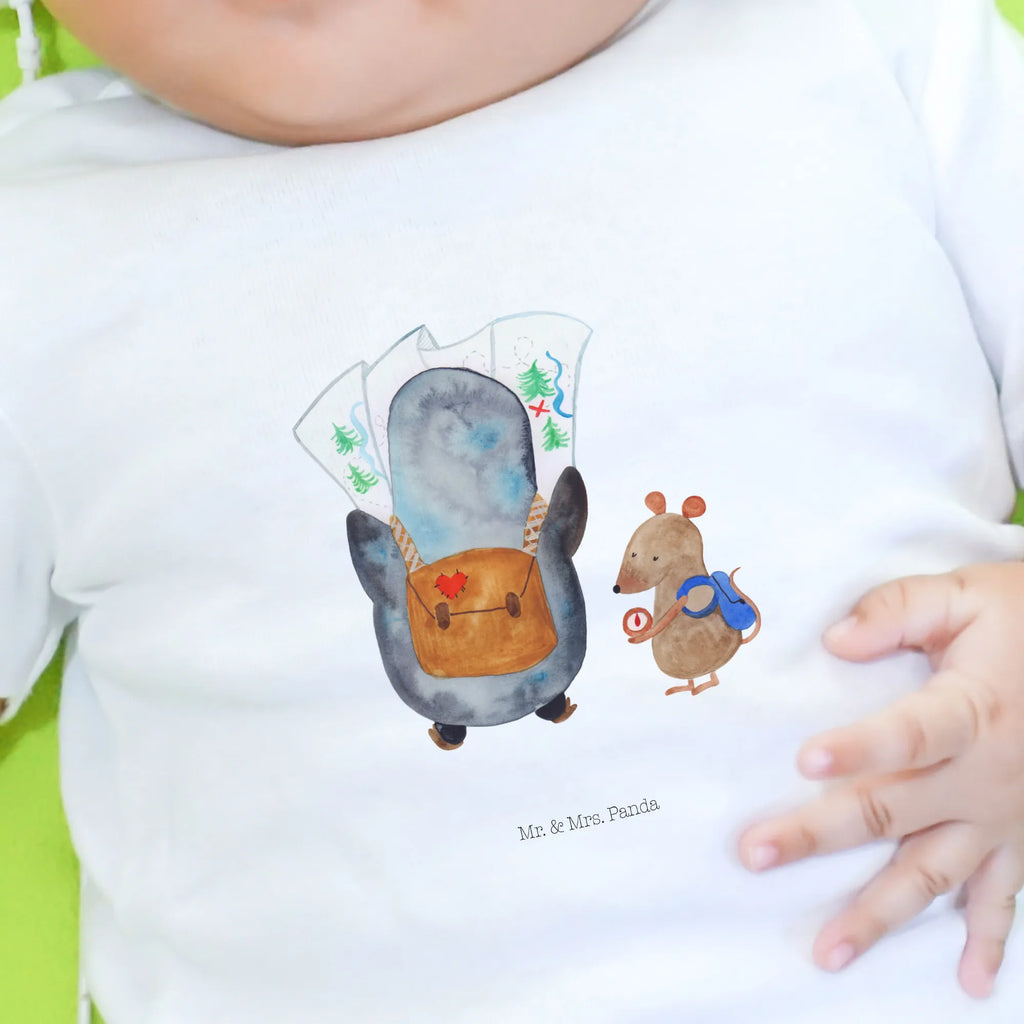 Organic Baby Shirt Pinguin & Maus Wanderer Baby T-Shirt, Jungen Baby T-Shirt, Mädchen Baby T-Shirt, Shirt, Pinguin, Pinguine, Abenteurer, Abenteuer, Roadtrip, Ausflug, Wanderlust, wandern