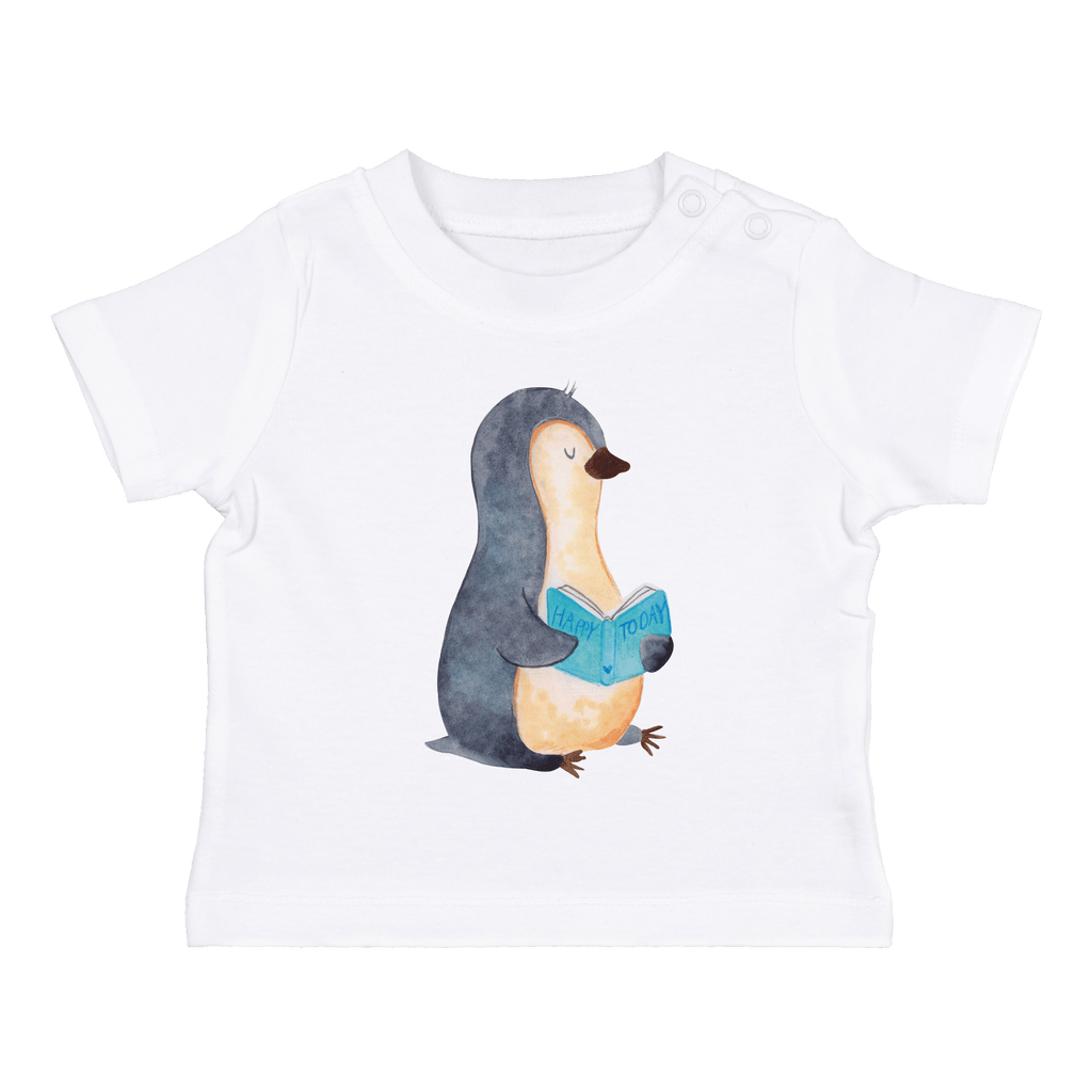 Organic Baby Shirt Pinguin Buch Baby T-Shirt, Jungen Baby T-Shirt, Mädchen Baby T-Shirt, Shirt, Pinguin, Pinguine, Buch, Lesen, Bücherwurm, Nichtstun, Faulenzen, Ferien, Urlaub, Freizeit