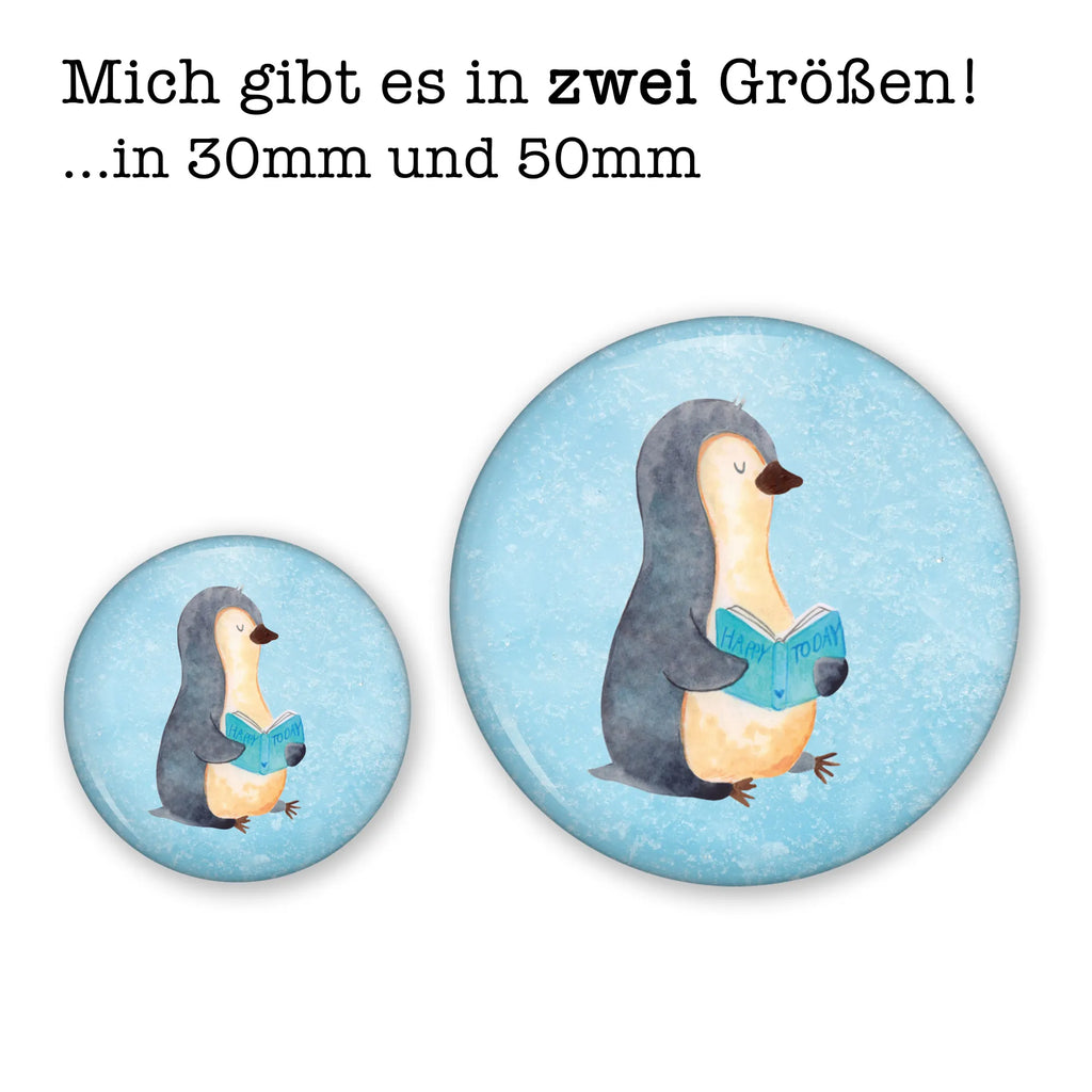 Button Pinguin Buch 50mm Button, Button, Pin, Anstecknadel, Pinguin, Pinguine, Buch, Lesen, Bücherwurm, Nichtstun, Faulenzen, Ferien, Urlaub, Freizeit