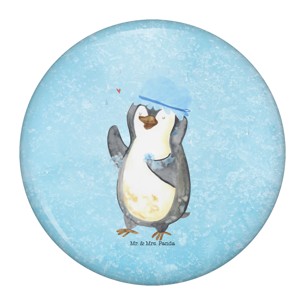 Button Pinguin duscht 50mm Button, Button, Pin, Anstecknadel, Pinguin, Pinguine, Dusche, duschen, Lebensmotto, Motivation, Neustart, Neuanfang, glücklich sein