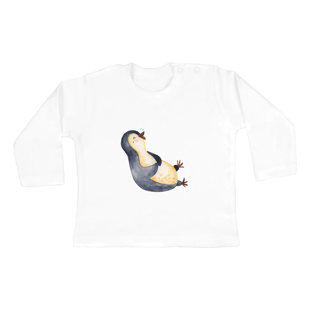 Baby Longsleeve Pinguin lachend Mädchen, Jungen, Baby, Langarm, Bio, Kleidung, Pinguin, Pinguine, lustiger Spruch, Optimismus, Fröhlich, Lachen, Humor, Fröhlichkeit