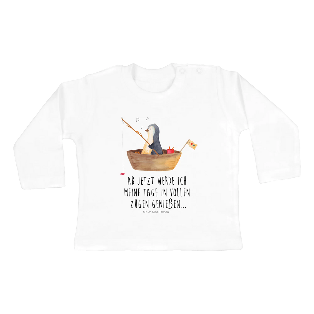 Baby Longsleeve Pinguin Angelboot Mädchen, Jungen, Baby, Langarm, Bio, Kleidung, Pinguin, Pinguine, Angeln, Boot, Angelboot, Lebenslust, Leben, genießen, Motivation, Neustart, Neuanfang, Trennung, Scheidung, Geschenkidee Liebeskummer