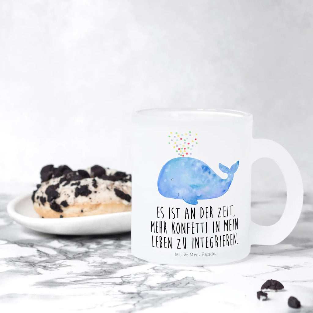 Teetasse Wal Konfetti Teetasse, Teeglas, Teebecher, Tasse mit Henkel, Tasse, Glas Teetasse, Teetasse aus Glas, Meerestiere, Meer, Urlaub, Wal, Konfetti, Wale, Motivation, Neuanfang, Trennung, Diät, Abnehmen, Neustart, Lebensabschnitt, Geburtstag