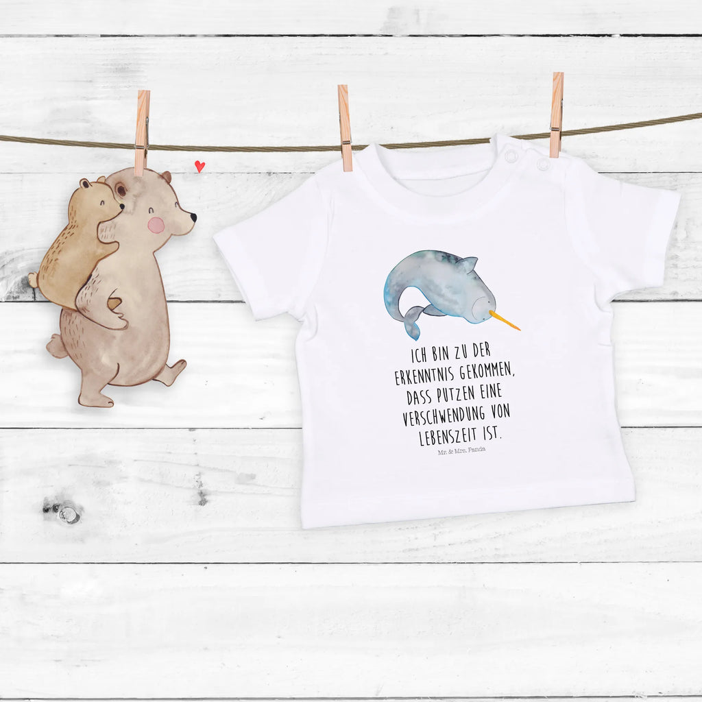 Organic Baby Shirt Narwal Baby T-Shirt, Jungen Baby T-Shirt, Mädchen Baby T-Shirt, Shirt, Meerestiere, Meer, Urlaub, Narwal, Wal, Putzen, Hausfrau, Junggesellin, aufräumen, Kinderzimmer