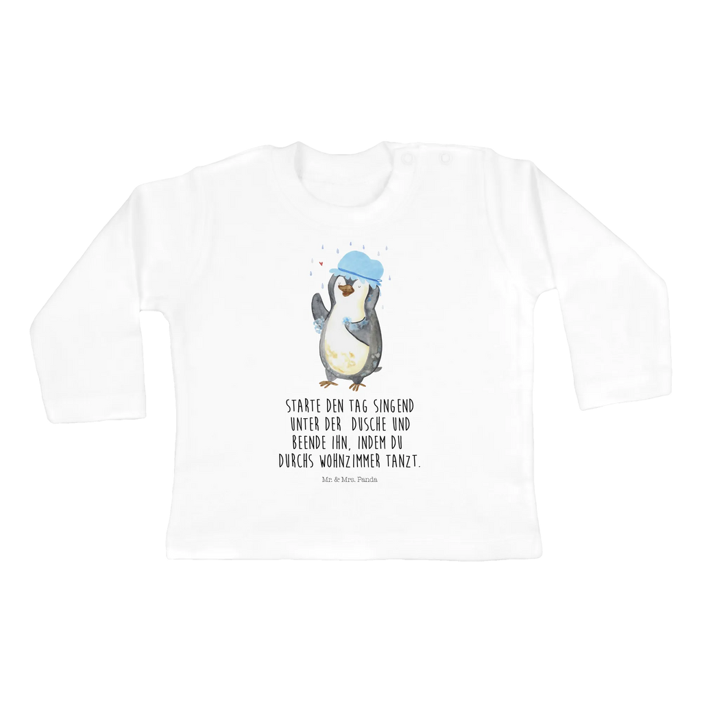 Baby Longsleeve Pinguin duscht Mädchen, Jungen, Baby, Langarm, Bio, Kleidung, Pinguin, Pinguine, Dusche, duschen, Lebensmotto, Motivation, Neustart, Neuanfang, glücklich sein