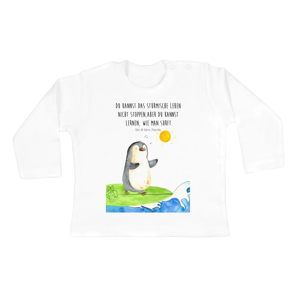 Baby Longsleeve Pinguin Surfer Mädchen, Jungen, Baby, Langarm, Bio, Kleidung, Pinguin, Pinguine, surfen, Surfer, Hawaii, Urlaub, Wellen, Wellen reiten, Portugal