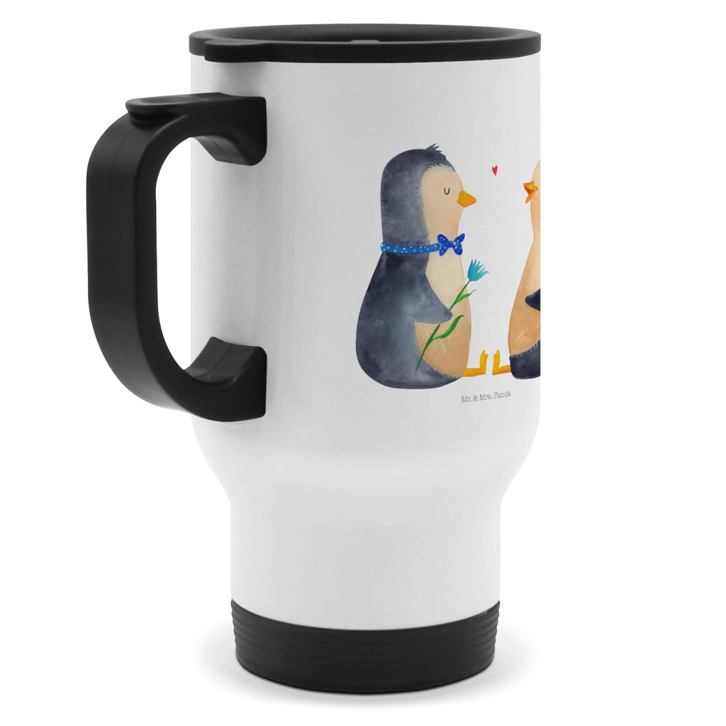 Thermobecher Pinguin Pärchen Thermobecher, To Go Becher, Thermotasse, Kaffeebecher, Isolierbecher, Thermobecher To Go, Warmhaltetasse, Edelstahlbecher, Reisebecher, Tasse mit Deckel, Thermobecher für 400 ml, Kaffeetasse zum Mitnehmen, Tasse zum Mitnehmen, Spülmaschinenfest, Pinguin, Pinguine, Liebe, Liebespaar, Liebesbeweis, Liebesgeschenk, Verlobung, Jahrestag, Hochzeitstag, Hochzeit, Hochzeitsgeschenk, große Liebe, Traumpaar