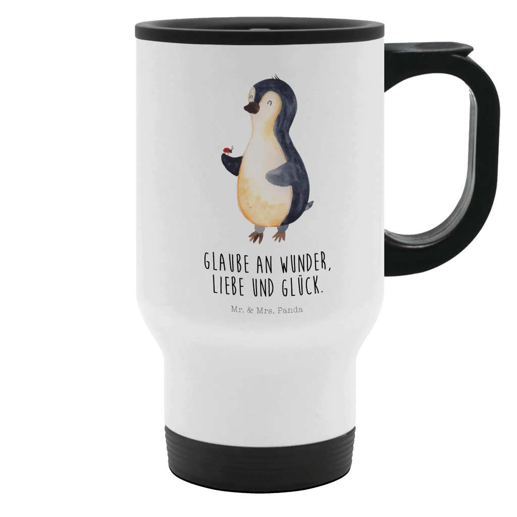 Thermobecher Pinguin Marienkäfer Thermobecher, To Go Becher, Thermotasse, Kaffeebecher, Isolierbecher, Thermobecher To Go, Warmhaltetasse, Edelstahlbecher, Reisebecher, Tasse mit Deckel, Thermobecher für 400 ml, Kaffeetasse zum Mitnehmen, Tasse zum Mitnehmen, Spülmaschinenfest, Pinguin, Pinguine, Marienkäfer, Liebe, Wunder, Glück, Freude, Lebensfreude