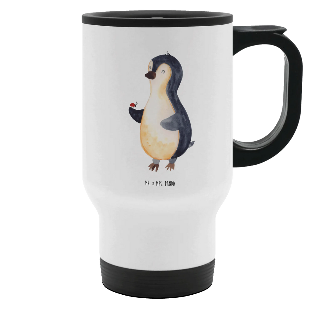 Thermobecher Pinguin Marienkäfer Thermobecher, To Go Becher, Thermotasse, Kaffeebecher, Isolierbecher, Thermobecher To Go, Warmhaltetasse, Edelstahlbecher, Reisebecher, Tasse mit Deckel, Thermobecher für 400 ml, Kaffeetasse zum Mitnehmen, Tasse zum Mitnehmen, Spülmaschinenfest, Pinguin, Pinguine, Marienkäfer, Liebe, Wunder, Glück, Freude, Lebensfreude