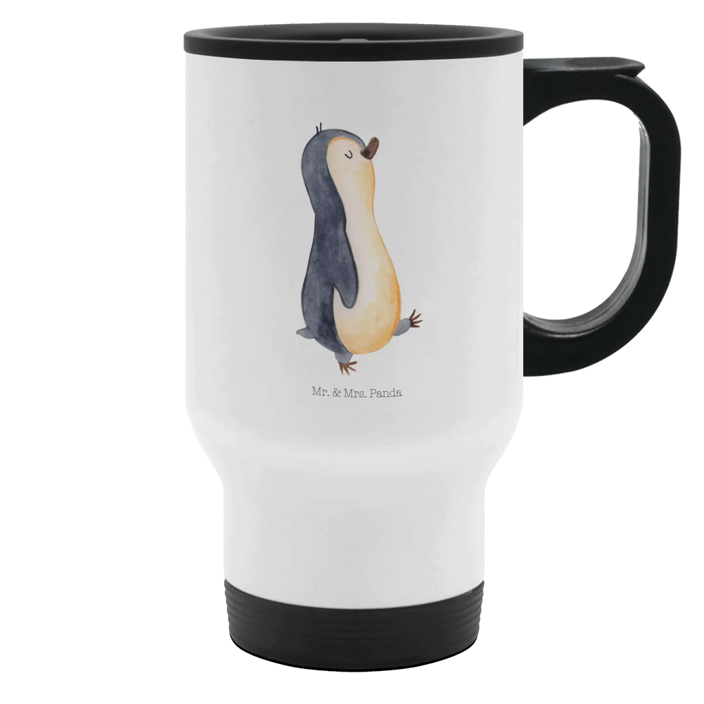 Thermobecher Pinguin marschierend Thermobecher, To Go Becher, Thermotasse, Kaffeebecher, Isolierbecher, Thermobecher To Go, Warmhaltetasse, Edelstahlbecher, Reisebecher, Tasse mit Deckel, Thermobecher für 400 ml, Kaffeetasse zum Mitnehmen, Tasse zum Mitnehmen, Spülmaschinenfest, Pinguin, Pinguine, Frühaufsteher, Langschläfer, Bruder, Schwester, Familie