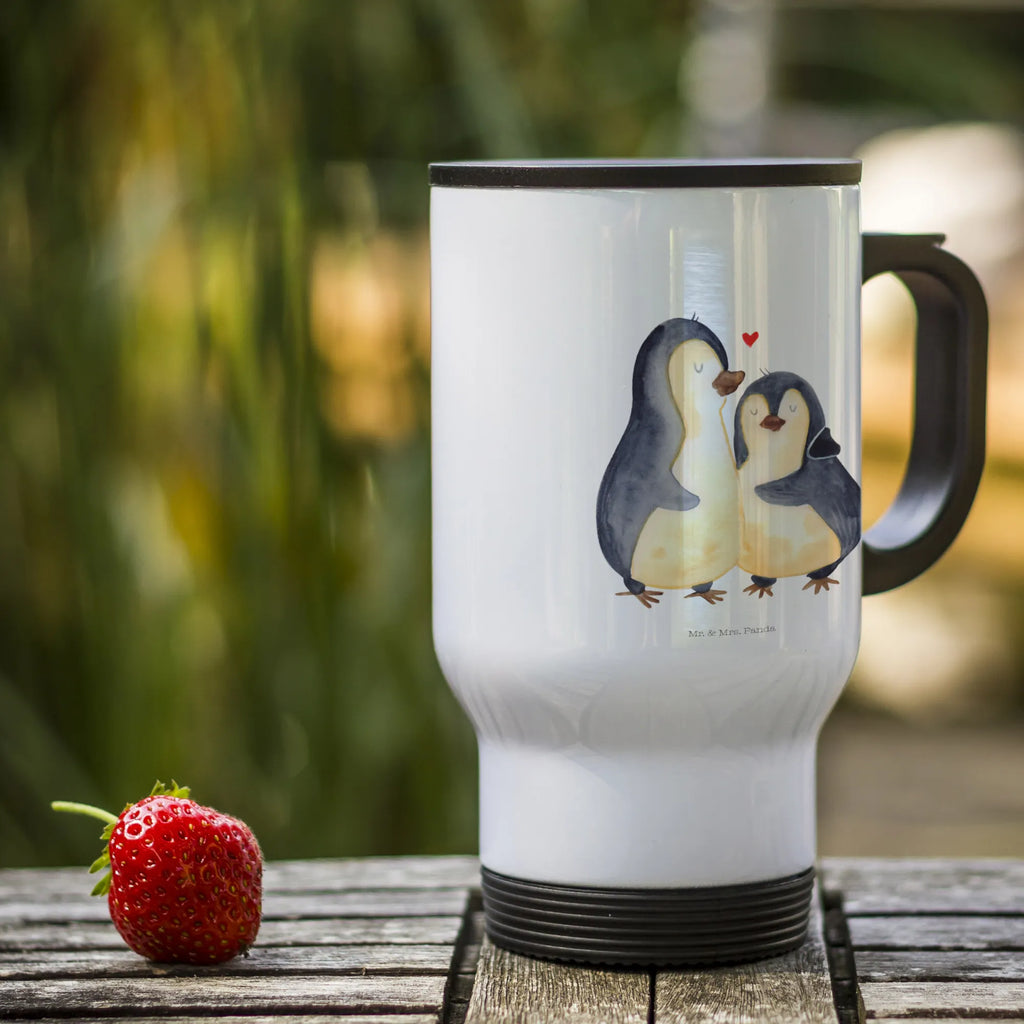 Thermobecher Pinguin umarmend Thermobecher, To Go Becher, Thermotasse, Kaffeebecher, Isolierbecher, Thermobecher To Go, Warmhaltetasse, Edelstahlbecher, Reisebecher, Tasse mit Deckel, Thermobecher für 400 ml, Kaffeetasse zum Mitnehmen, Tasse zum Mitnehmen, Spülmaschinenfest, Pinguin, Liebe, Liebespaar, Liebesbeweis, Liebesgeschenk, Verlobung, Jahrestag, Hochzeitstag, Hochzeit, Hochzeitsgeschenk