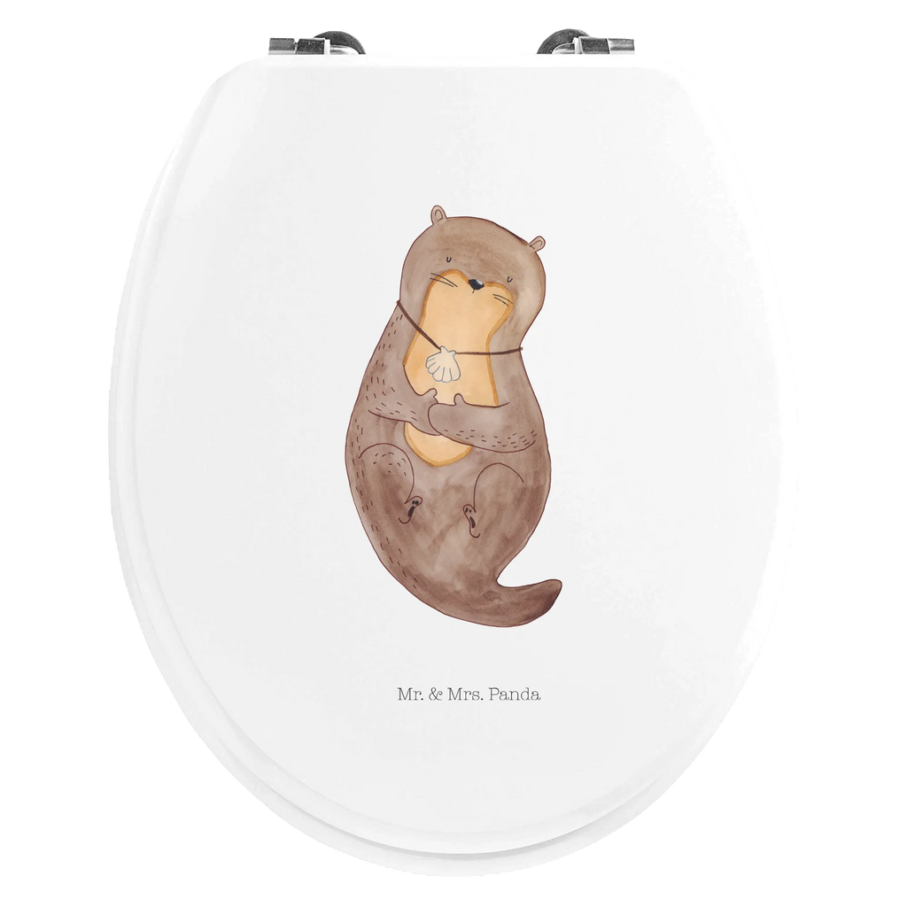 Motiv WC Sitz Otter Muschel Klobrille, Klodeckel, Toilettendeckel, WC-Sitz, Toilette, Otter, Fischotter, Seeotter, Otterliebe, grübeln, träumen, Motivation, Tagträumen, Büro