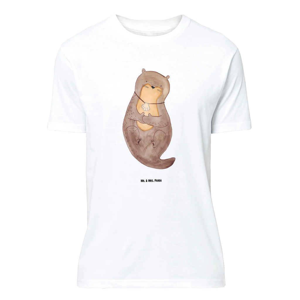 T-Shirt Standard Otter mit Muschelmedaillon T-Shirt, Shirt, Tshirt, Lustiges T-Shirt, T-Shirt mit Spruch, Party, Junggesellenabschied, Jubiläum, Geburstag, Herrn, Damen, Männer, Frauen, Schlafshirt, Nachthemd, Sprüche, Otter, Fischotter, Seeotter, Otterliebe, grübeln, träumen, Motivation, Tagträumen, Büro