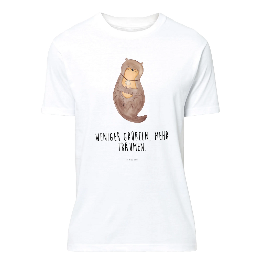 T-Shirt Standard Otter mit Muschelmedaillon T-Shirt, Shirt, Tshirt, Lustiges T-Shirt, T-Shirt mit Spruch, Party, Junggesellenabschied, Jubiläum, Geburstag, Herrn, Damen, Männer, Frauen, Schlafshirt, Nachthemd, Sprüche, Otter, Fischotter, Seeotter, Otterliebe, grübeln, träumen, Motivation, Tagträumen, Büro