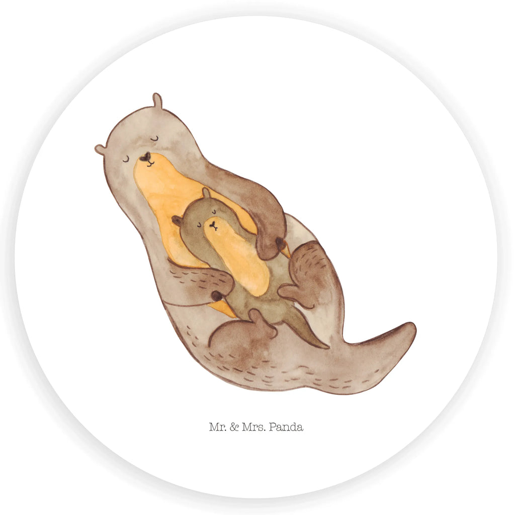 Rund Aufkleber Otter mit Kind Sticker, Aufkleber, Etikett, Otter, Fischotter, Seeotter, Otter Seeotter See Otter