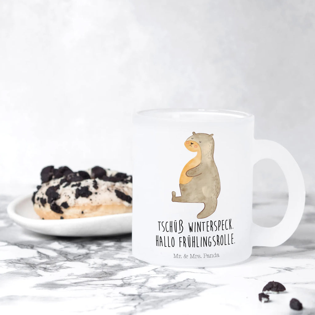 Teetasse Otter Bauch Teetasse, Teeglas, Teebecher, Tasse mit Henkel, Tasse, Glas Teetasse, Teetasse aus Glas, Otter, Fischotter, Seeotter, Otter Seeotter See Otter