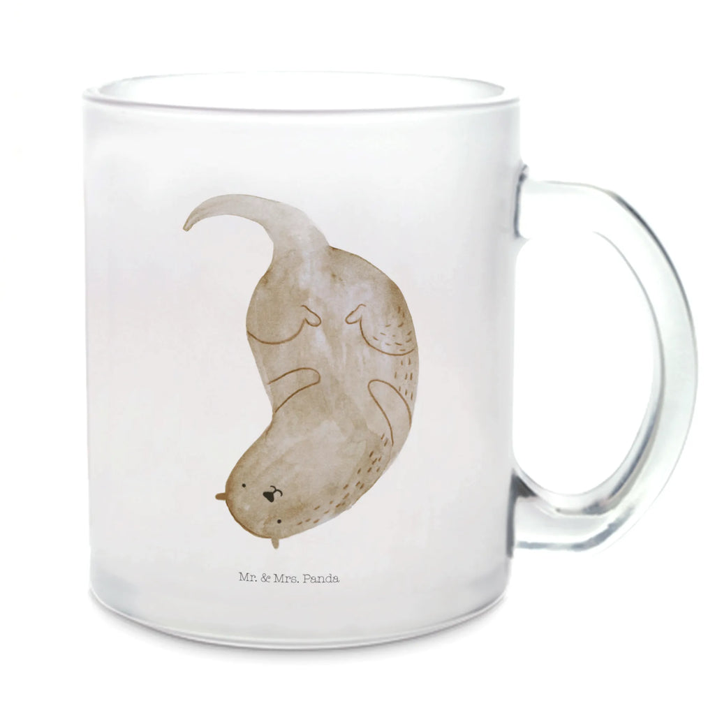 Teetasse Otter kopfüber Teetasse, Teeglas, Teebecher, Tasse mit Henkel, Tasse, Glas Teetasse, Teetasse aus Glas, Otter, Fischotter, Seeotter, Otter Seeotter See Otter