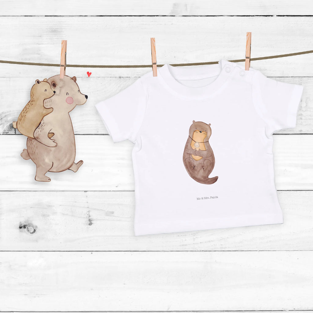 Organic Baby Shirt Otter Muschel Baby T-Shirt, Jungen Baby T-Shirt, Mädchen Baby T-Shirt, Shirt, Otter, Fischotter, Seeotter, Otterliebe, grübeln, träumen, Motivation, Tagträumen, Büro