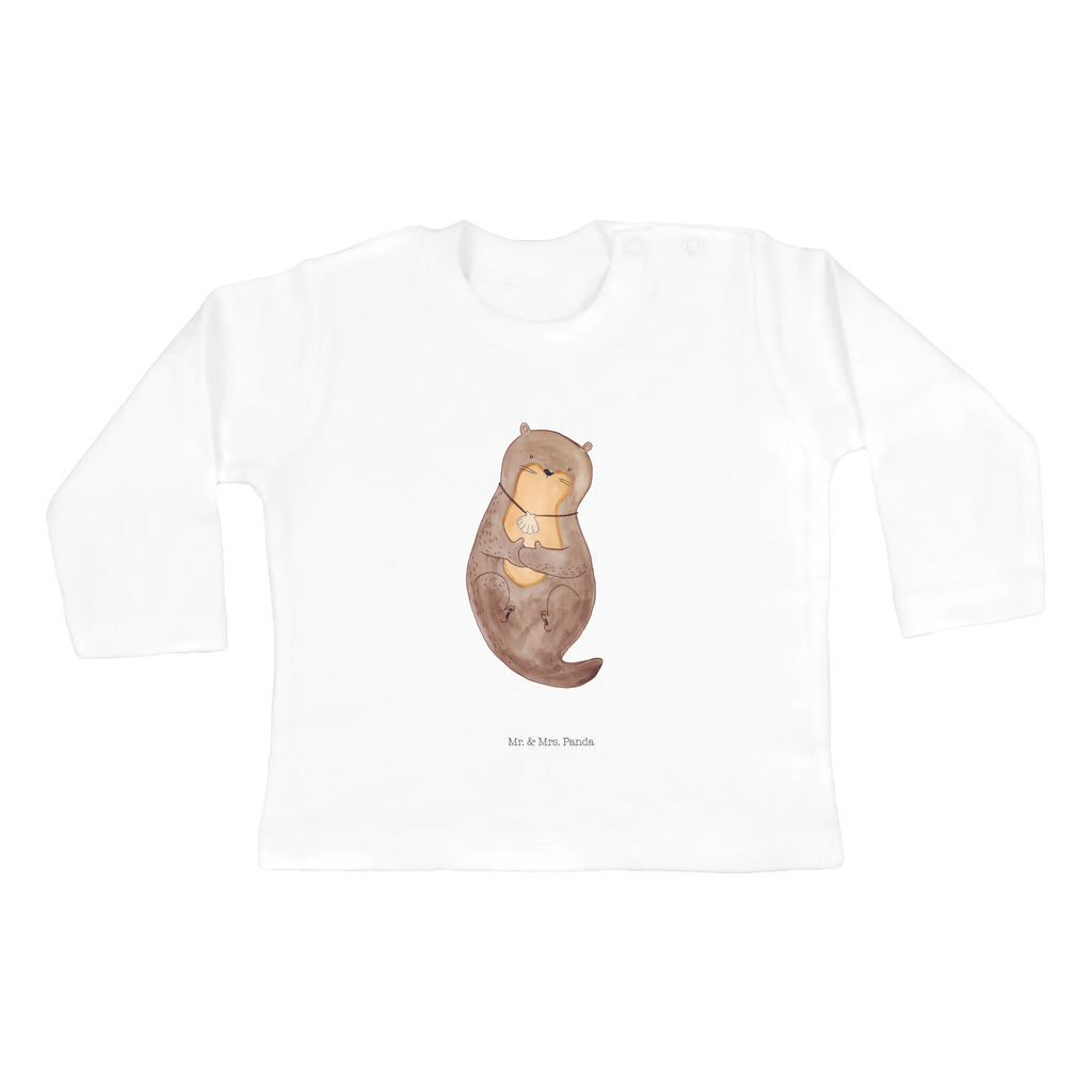 Baby Longsleeve Otter mit Muschelmedaillon Mädchen, Jungen, Baby, Langarm, Bio, Kleidung, Otter, Fischotter, Seeotter, Otterliebe, grübeln, träumen, Motivation, Tagträumen, Büro