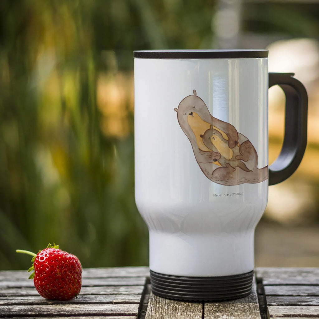 Thermobecher Otter mit Kind Thermobecher, To Go Becher, Thermotasse, Kaffeebecher, Isolierbecher, Thermobecher To Go, Warmhaltetasse, Edelstahlbecher, Reisebecher, Tasse mit Deckel, Thermobecher für 400 ml, Kaffeetasse zum Mitnehmen, Tasse zum Mitnehmen, Spülmaschinenfest, Otter, Fischotter, Seeotter, Otter Seeotter See Otter