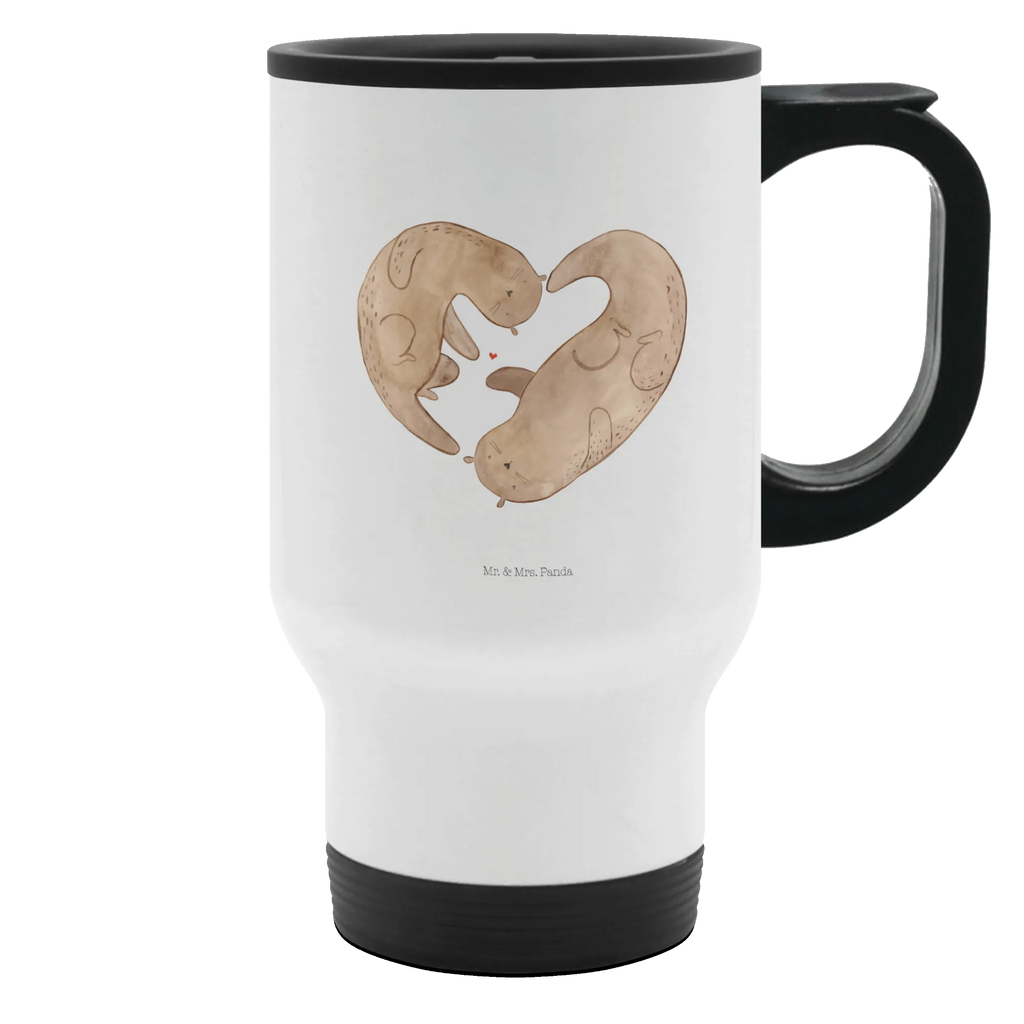 Thermobecher Otter Herz Thermobecher, To Go Becher, Thermotasse, Kaffeebecher, Isolierbecher, Thermobecher To Go, Warmhaltetasse, Edelstahlbecher, Reisebecher, Tasse mit Deckel, Thermobecher für 400 ml, Kaffeetasse zum Mitnehmen, Tasse zum Mitnehmen, Spülmaschinenfest, Otter, Fischotter, Seeotter, Liebe, Herz, Liebesbeweis, Liebesgeschenk, Bessere Hälfte, Love you, Jahrestag, Hochzeitstag, Verlobung, gemeinsames Leben