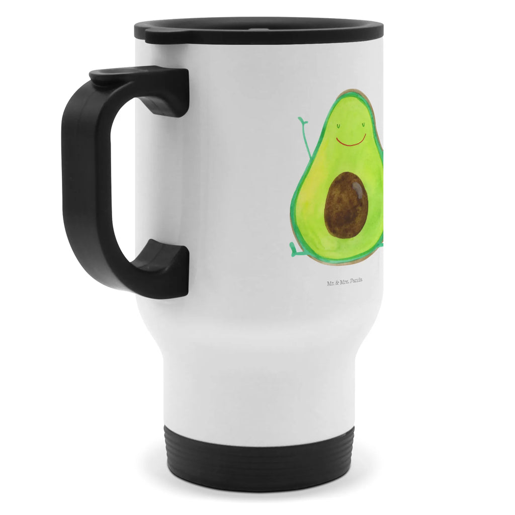 Thermobecher Avocado Happy Thermobecher, To Go Becher, Thermotasse, Kaffeebecher, Isolierbecher, Thermobecher To Go, Warmhaltetasse, Edelstahlbecher, Reisebecher, Tasse mit Deckel, Thermobecher für 400 ml, Kaffeetasse zum Mitnehmen, Tasse zum Mitnehmen, Spülmaschinenfest, Avocado, Veggie, Vegan, Gesund, Chaos