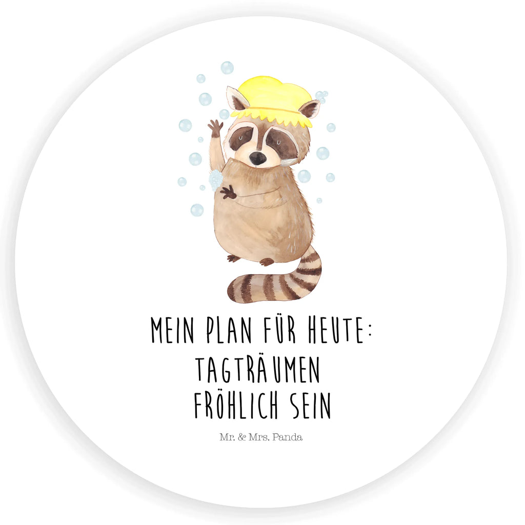 Rund Aufkleber Waschbär Sticker, Aufkleber, Etikett, Tiermotive, Gute Laune, lustige Sprüche, Tiere, Waschbär, Tagträumen, Plan, Fröhlich, waschen, Seifenblasen