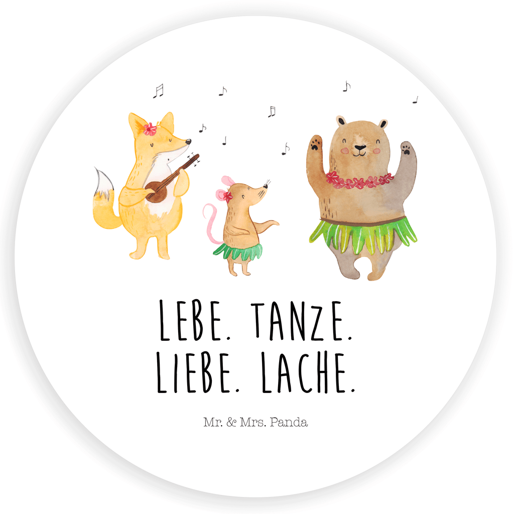 Rund Aufkleber Waldtiere Aloha Sticker, Aufkleber, Etikett, Tiermotive, Gute Laune, lustige Sprüche, Tiere, Wald, Waldtiere, Musik, Aloha, Bär, Hase, Igel, Tanzen, Leben, Lachen