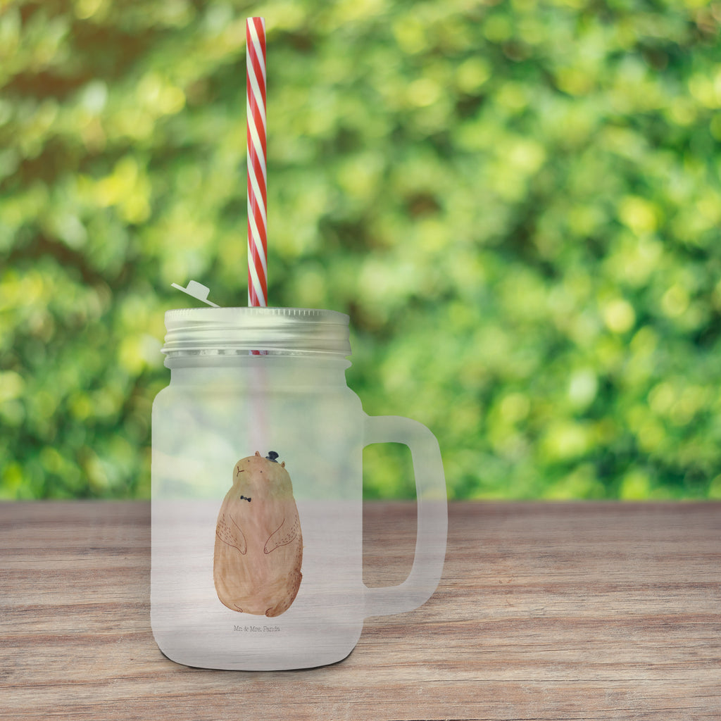 Trinkglas Mason Jar Murmeltier Mason Jar, Glas, Trinkglas, Henkelglas, Sommerglas, Einmachglas, Cocktailglas, Cocktail-Glas, Mason Jar Trinkglas, Satiniertes Glas, Retro-Glas, Strohhalm Glas, Schraubdeckel Glas, Sommerparty Einrichtung, Tiermotive, Gute Laune, lustige Sprüche, Tiere, Murmeltier, Knigge, Fröhlichkeit, Freundlichkeit, Respekt, Anstand