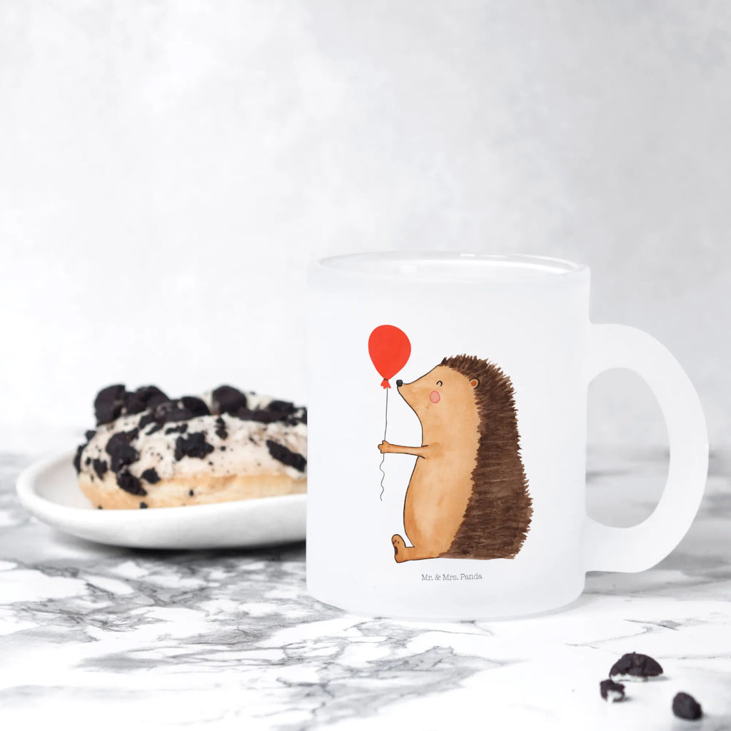 Teetasse Igel mit Luftballon Teetasse, Teeglas, Teebecher, Tasse mit Henkel, Tasse, Glas Teetasse, Teetasse aus Glas, Tiermotive, Gute Laune, lustige Sprüche, Tiere, Igel, Geburtstag, Herzlichen Glückwunsch, Glückwunsch, Geburtstagskind, Ballon, Happy Birthday