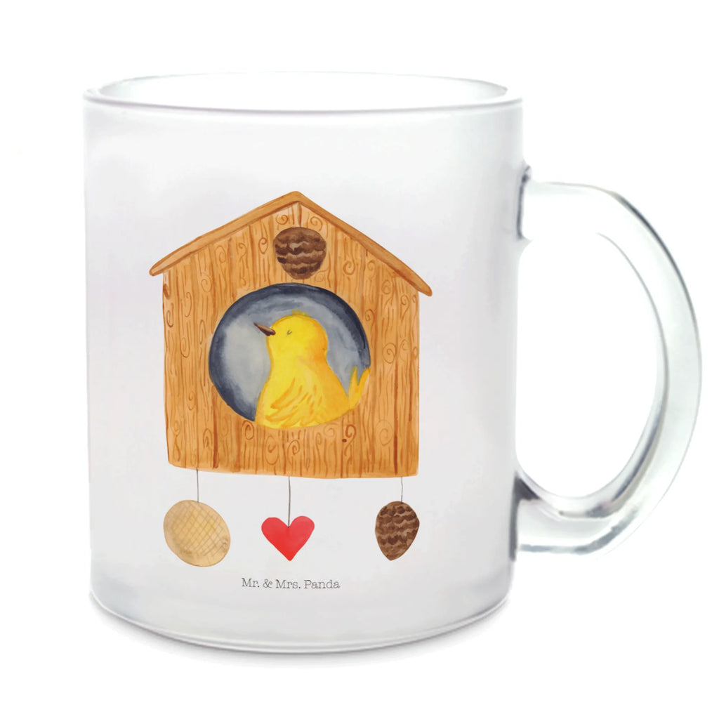 Teetasse Vogelhaus sweet Home Teetasse, Teeglas, Teebecher, Tasse mit Henkel, Tasse, Glas Teetasse, Teetasse aus Glas, Tiermotive, Gute Laune, lustige Sprüche, Tiere, Vogelhaus, Vogel, Home sweet Home, Einzug, Umzug, Geschenk, Einzugsgeschenk, Hausbau, Haus