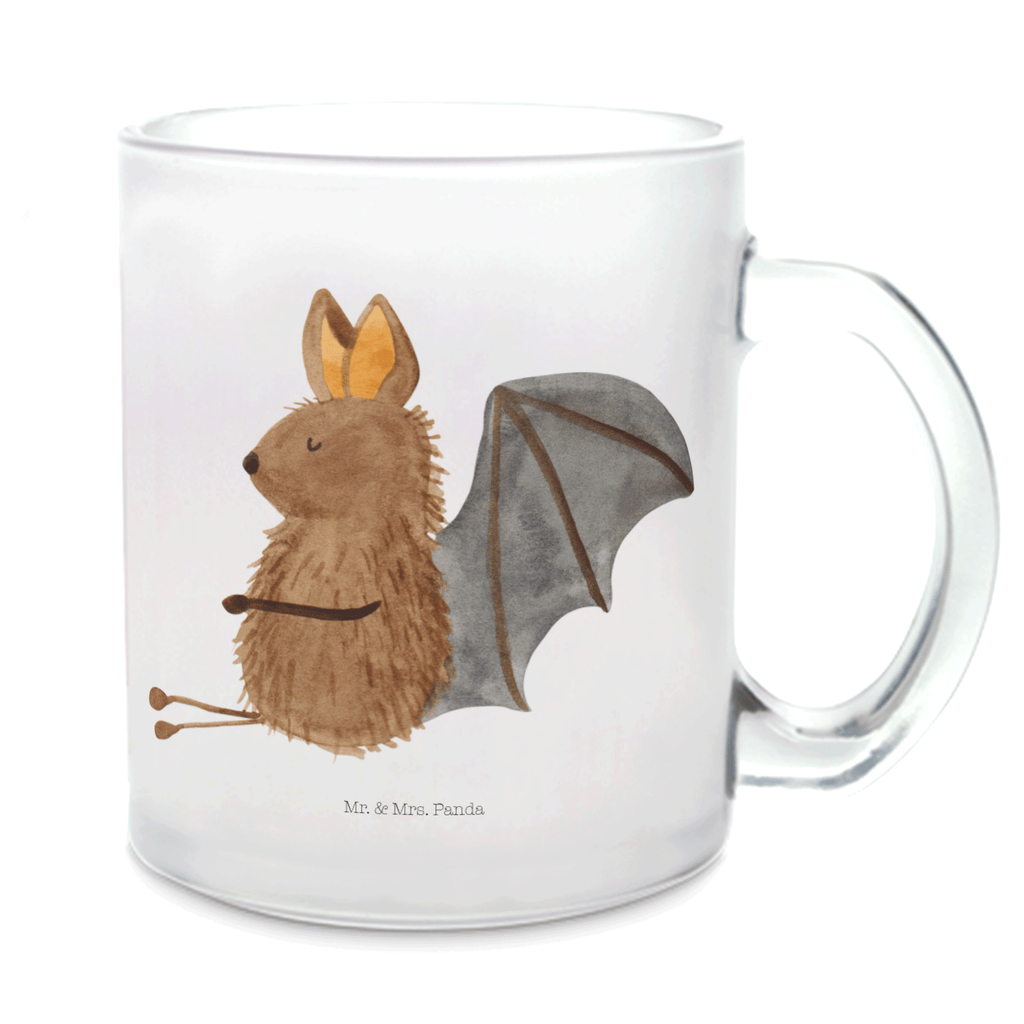 Teetasse Fledermaus sitzend Teetasse, Teeglas, Teebecher, Tasse mit Henkel, Tasse, Glas Teetasse, Teetasse aus Glas, Tiermotive, Gute Laune, lustige Sprüche, Tiere, Fledermaus, Fledermäuse, Motivation, entspannen