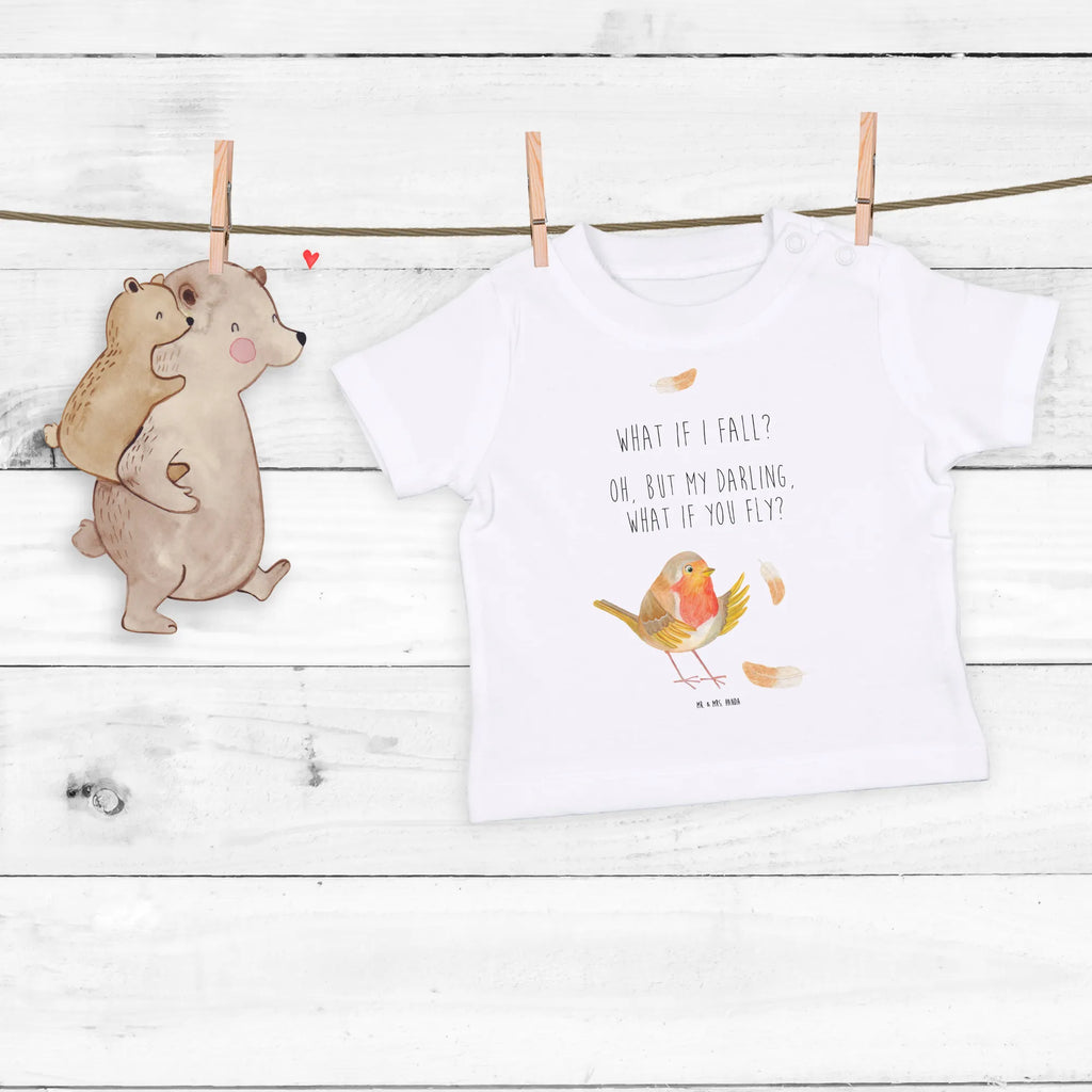 Organic Baby Shirt Rotkehlchen Federn Baby T-Shirt, Jungen Baby T-Shirt, Mädchen Baby T-Shirt, Shirt, Tiermotive, Gute Laune, lustige Sprüche, Tiere, What if i fall, Rotkehlchen, Spruch Motivation, Spruch Mut, Vogel, Motivation Sprüche, Motivationsbilder, fliegen