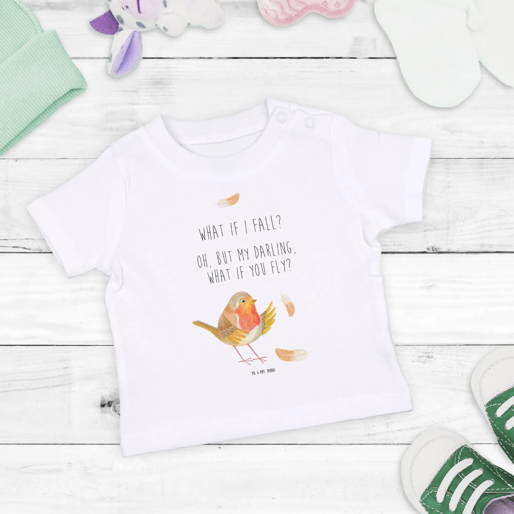 Organic Baby Shirt Rotkehlchen Federn Baby T-Shirt, Jungen Baby T-Shirt, Mädchen Baby T-Shirt, Shirt, Tiermotive, Gute Laune, lustige Sprüche, Tiere, What if i fall, Rotkehlchen, Spruch Motivation, Spruch Mut, Vogel, Motivation Sprüche, Motivationsbilder, fliegen