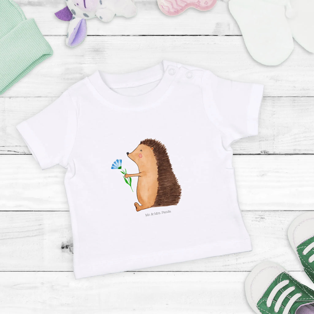 Organic Baby Shirt Igel Blumen Baby T-Shirt, Jungen Baby T-Shirt, Mädchen Baby T-Shirt, Shirt, Tiermotive, Gute Laune, lustige Sprüche, Tiere, Igel, Gute Besserung, Genesungswünsche, Krankheit, Krankenhaus, krank, Besuch