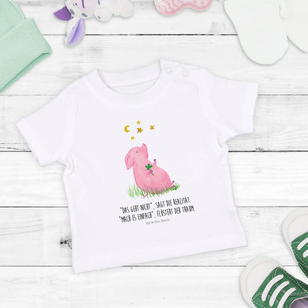 Organic Baby Shirt Schwein Glück Baby T-Shirt, Jungen Baby T-Shirt, Mädchen Baby T-Shirt, Shirt, Tiermotive, Gute Laune, lustige Sprüche, Tiere, Glücksschwein. Glück, Schwein, Schweinchen, Sterne, Sernchen, Ziele, Träume, Motivation, Glücksbringer