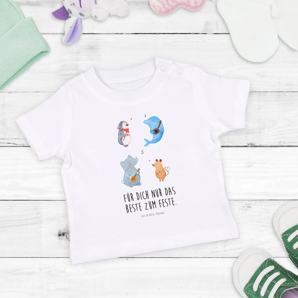 Organic Baby Shirt Big Band Baby T-Shirt, Jungen Baby T-Shirt, Mädchen Baby T-Shirt, Shirt, Tiermotive, Gute Laune, lustige Sprüche, Tiere, Hund, Pinguin, Maus, Elefant, Delfin, Gitarre, Band, Triangel, Musikanten, Musik