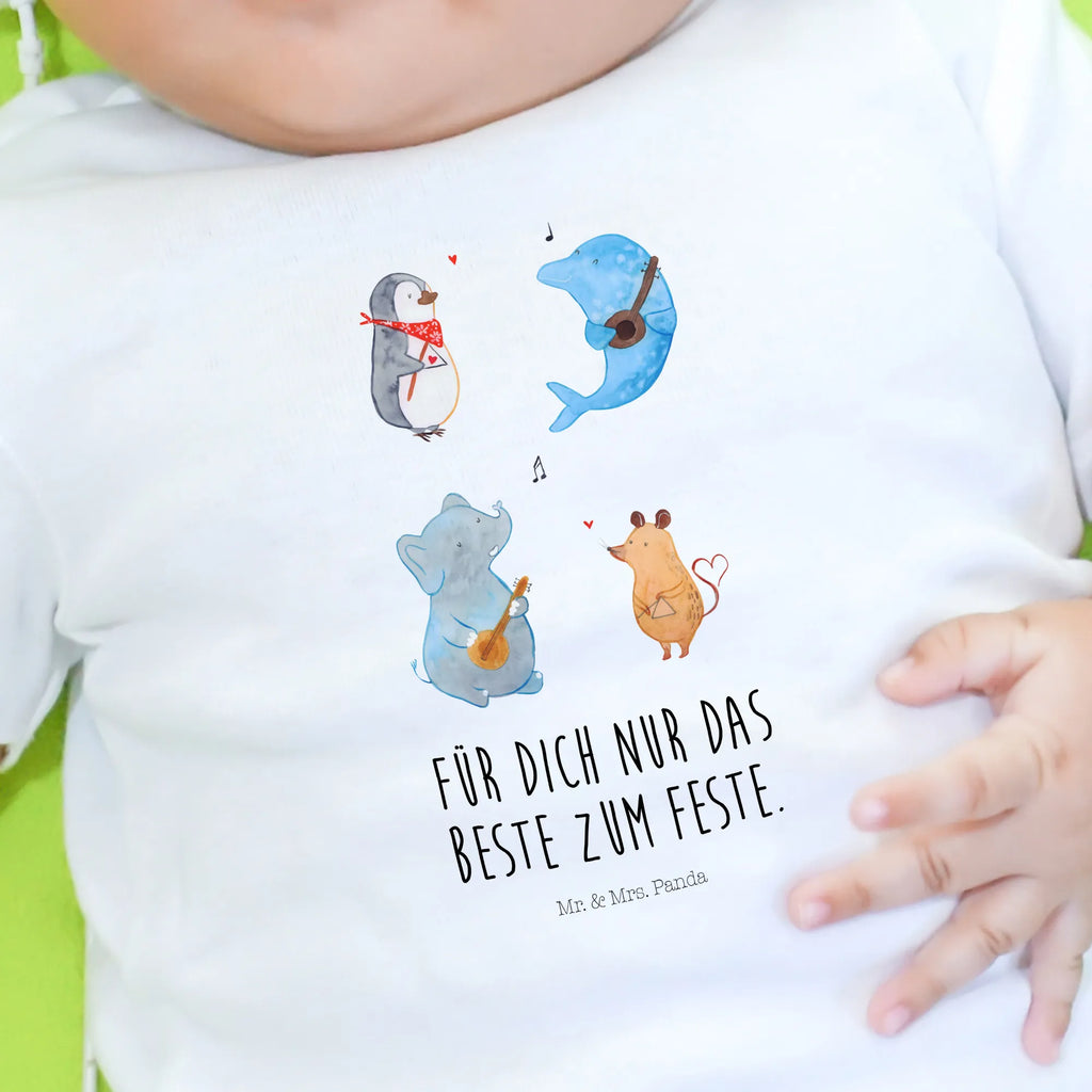 Organic Baby Shirt Big Band Baby T-Shirt, Jungen Baby T-Shirt, Mädchen Baby T-Shirt, Shirt, Tiermotive, Gute Laune, lustige Sprüche, Tiere, Hund, Pinguin, Maus, Elefant, Delfin, Gitarre, Band, Triangel, Musikanten, Musik