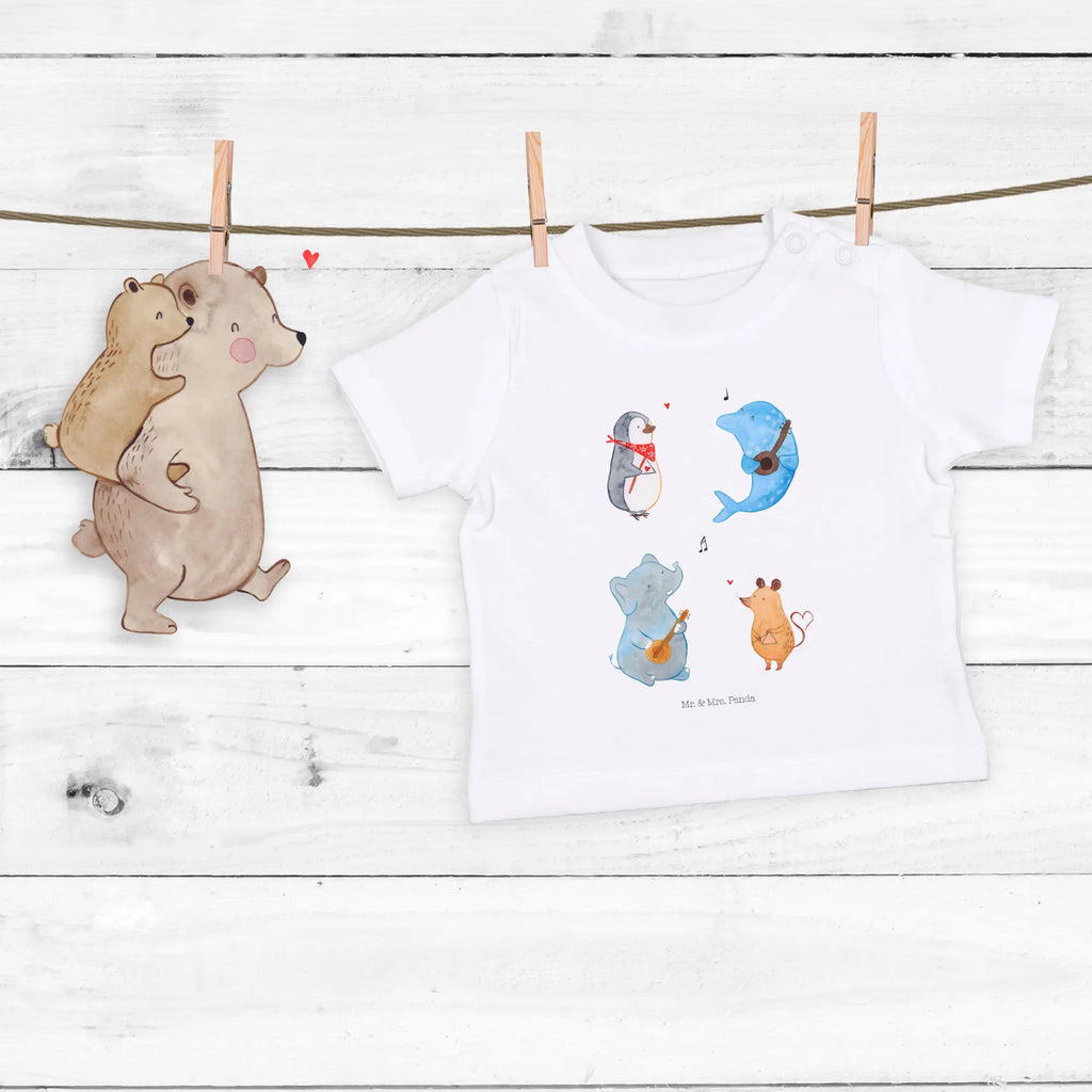 Organic Baby Shirt Big Band Baby T-Shirt, Jungen Baby T-Shirt, Mädchen Baby T-Shirt, Shirt, Tiermotive, Gute Laune, lustige Sprüche, Tiere, Hund, Pinguin, Maus, Elefant, Delfin, Gitarre, Band, Triangel, Musikanten, Musik