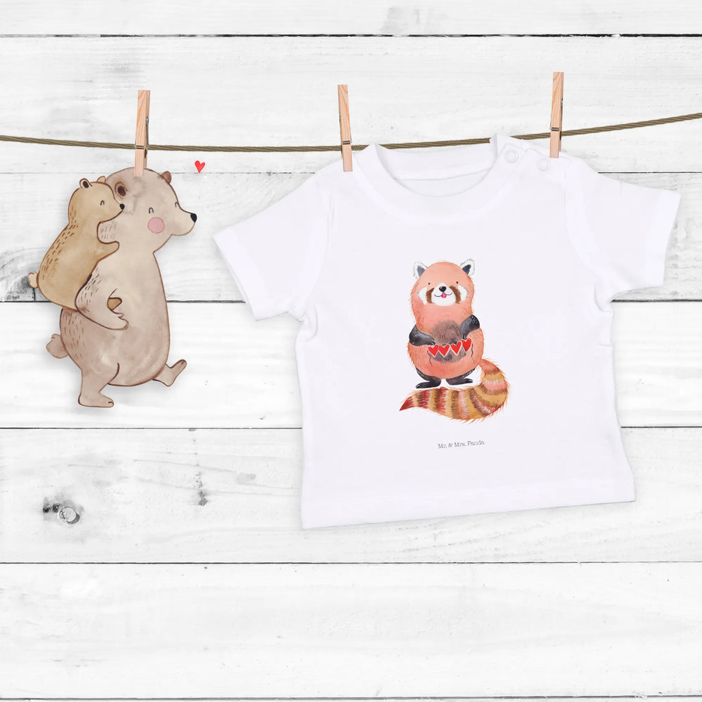 Organic Baby Shirt Roter Panda Baby T-Shirt, Jungen Baby T-Shirt, Mädchen Baby T-Shirt, Shirt, Tiermotive, Gute Laune, lustige Sprüche, Tiere, Panda, Liebe, Rot, Herz, Liebling, Lieblingsmensch